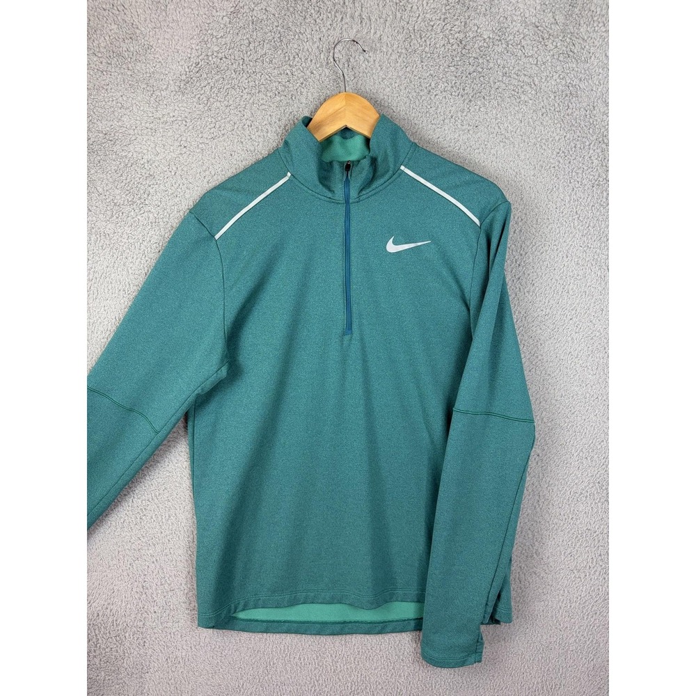 Nike Dri-FIT Pullover Mens Medium Green 1/4 Zip Long Sleeve Running Top Athletic